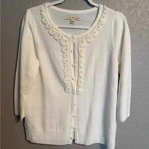 Debbie Morgan Creamy White  Women's Cardigan Size Small